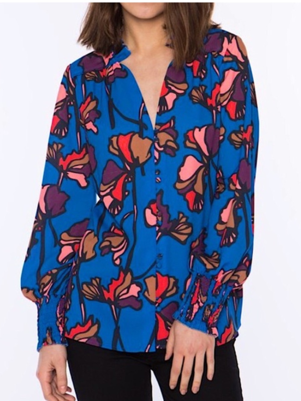 CROSBY by Mollie Burch Adair Blouse Jardin Print Size XS